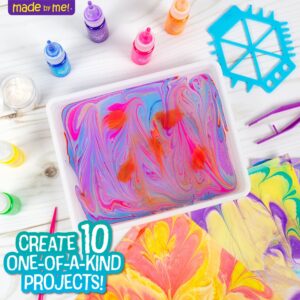 Made By Me Marbling Paint Studio, 25-Piece Marbling Kit for Kids, Make 10 Pour Paint Art Projects, Dip & Paint Marbling Arts & Crafts Kits for Kids, Less Mess Pour Paint for Ages 6, 7, 8 & 9, Fun Gift