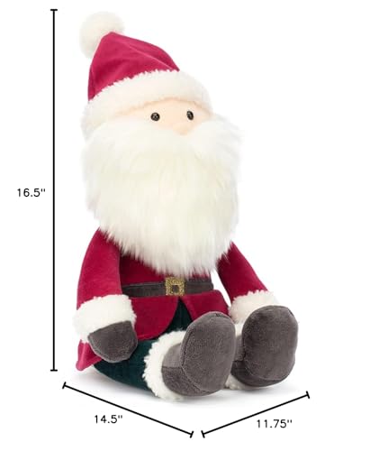 Jellycat Jolly Santa Stuffed Animal, Small 13.5 inches | Christmas Plush Toy | Classic Children's Gift