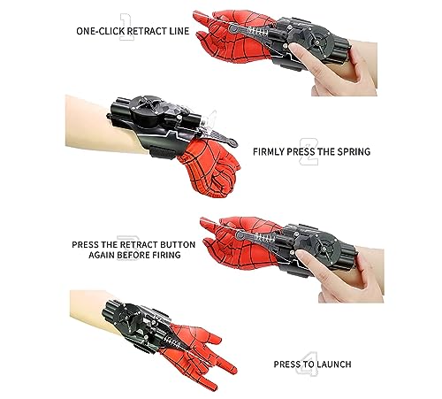 QHJIU Spider Web Shooter, Real Web Slinger That Actually Shoots for Kids, Cool Toy Things for Superhero Fans