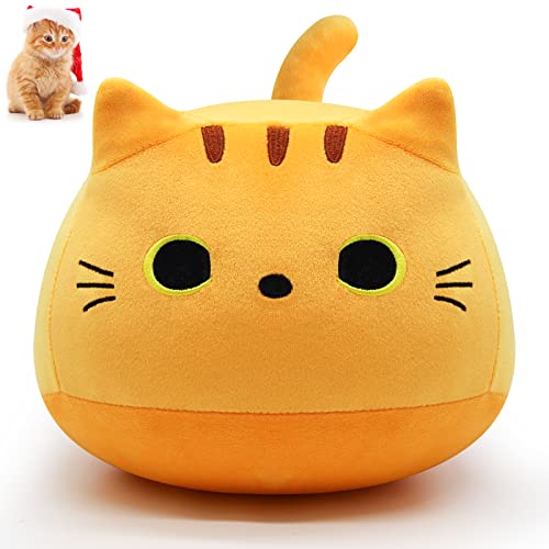 LSYDCARM 9" Kawaii Yellow Fat Cat Plush Pillow Toy, Soft Stuffed Animal for Kids, Birthday, Christmas, Home Decoration