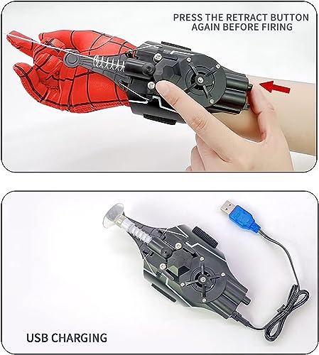 QHJIU Spider Web Shooter, Real Web Slinger That Actually Shoots for Kids, Cool Toy Things for Superhero Fans