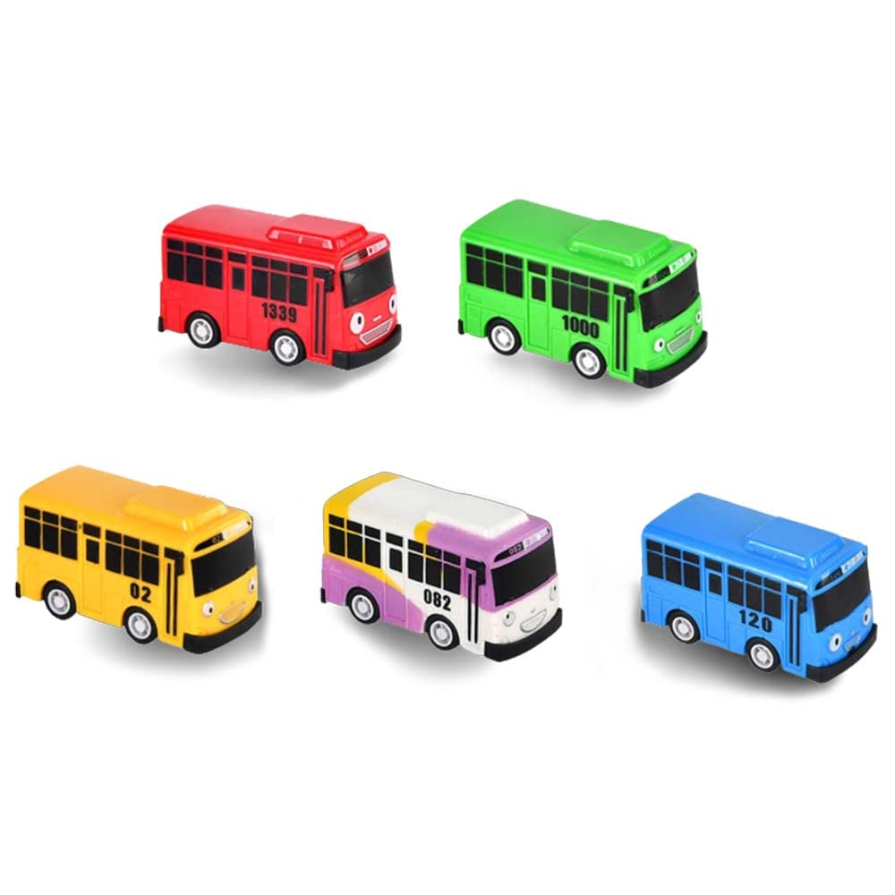 ZOTIN 5Pcs Little Bus Tayo Toy, Pull Back Mini Bus Toy Set, Cartoon Colors Cars Model, Gift for Friend and Children