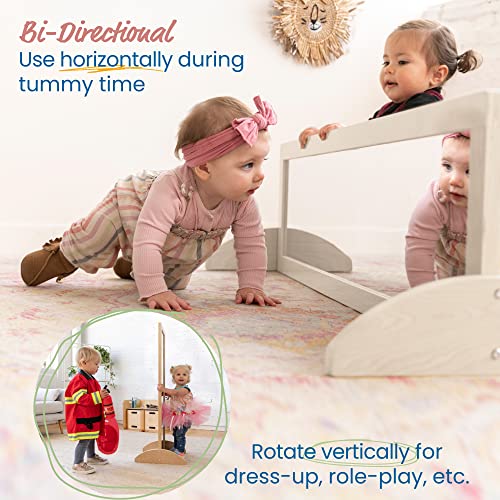 ECR4Kids Double-Sided Bi-Directional Mirror, Kids Furniture, White Wash