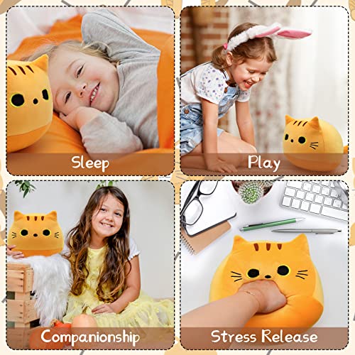 LSYDCARM 9" Kawaii Yellow Fat Cat Plush Pillow Toy, Soft Stuffed Animal for Kids, Birthday, Christmas, Home Decoration