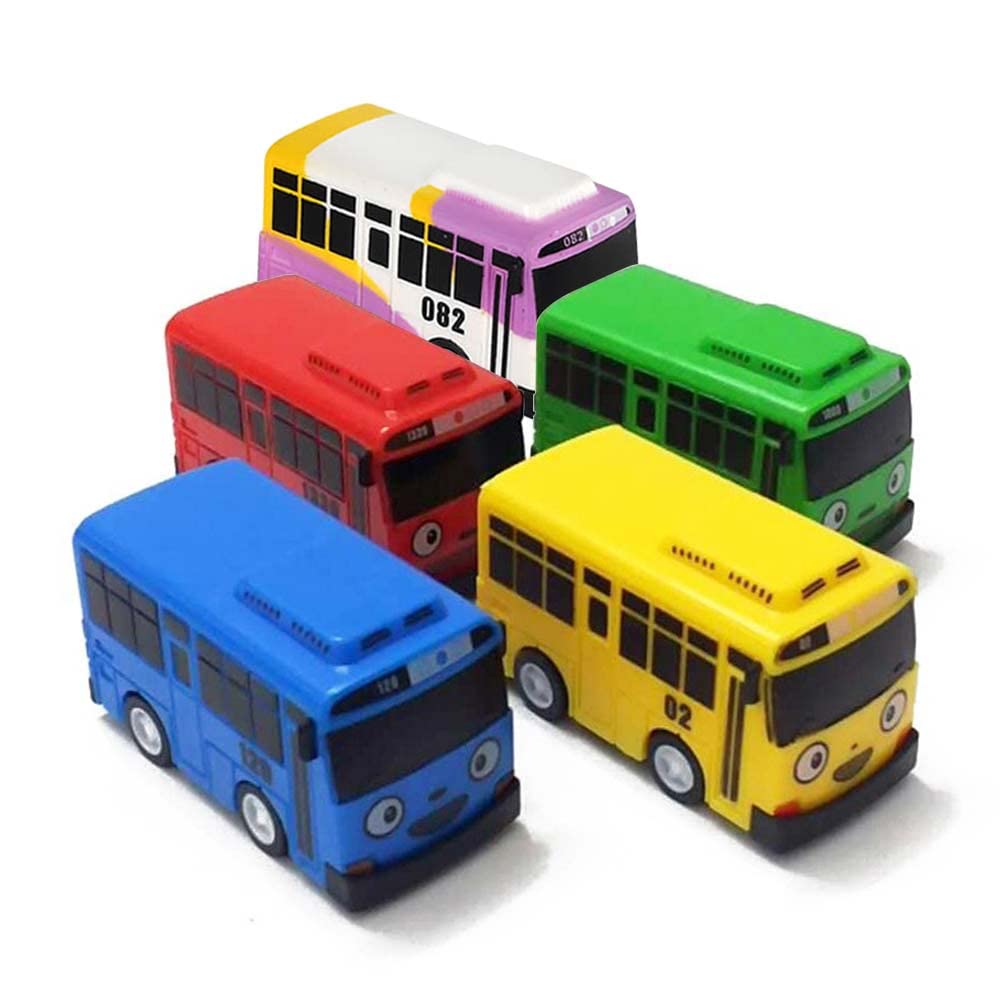 ZOTIN 5Pcs Little Bus Tayo Toy, Pull Back Mini Bus Toy Set, Cartoon Colors Cars Model, Gift for Friend and Children