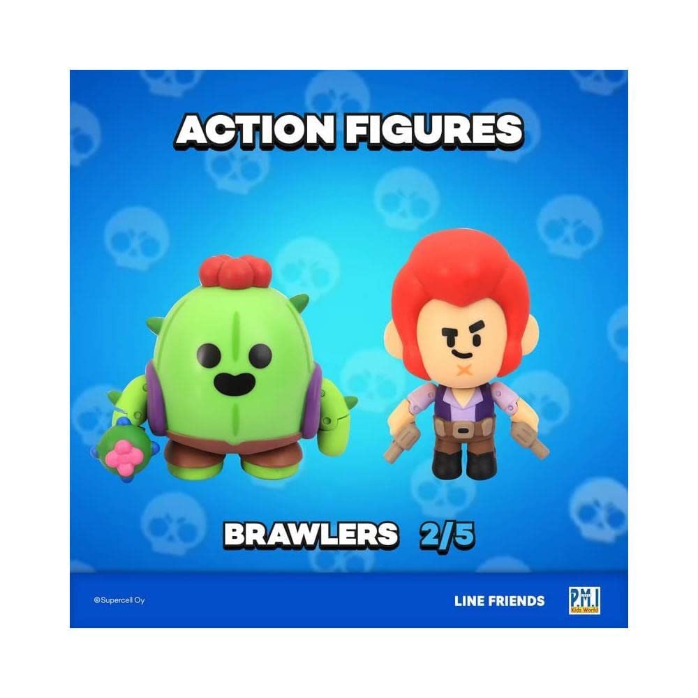 P.M.I. Brawl Stars Action Figures |Spike & Colt 4.5-Inch-Tall Collectibles | Brawl Stars Toys and Playable Mini Toys | Ofically Licensed Toys, Supercell, Gift for Video Gamer - Articulated Figure