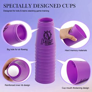 SEISSO Quick Stack Cups 24 PC for Speed Sports Training Game for School Family Party Challenge Competition, Kids Gifts Starter Set of Stacking Cup, Blue & Purple