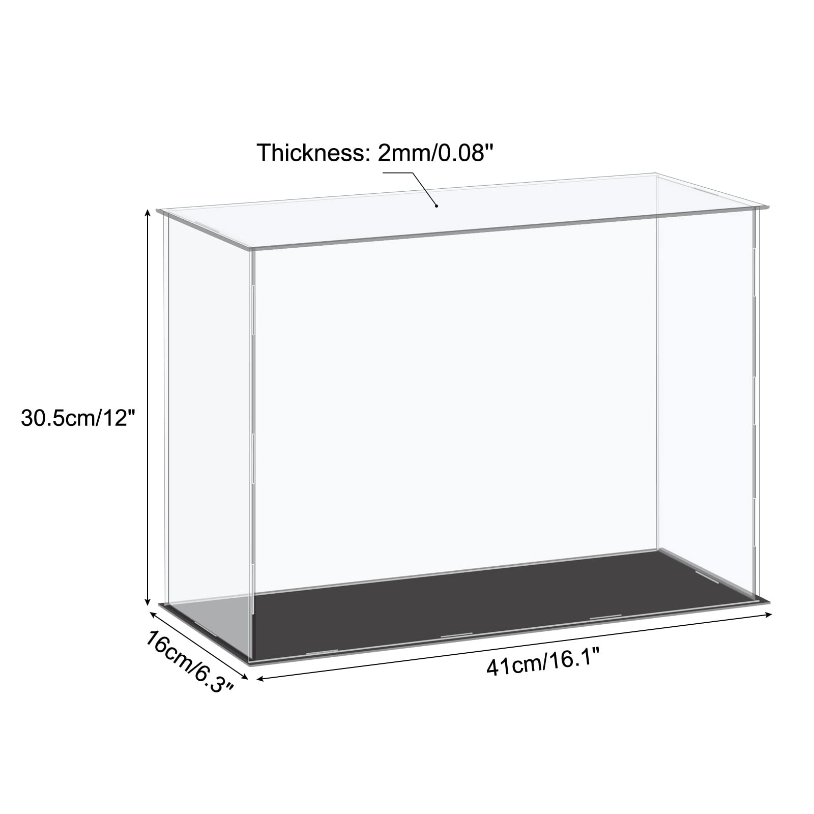 MECCANIXITY Acrylic Display Case Plastic Box Cube Storage Box Clear Small Assemble Dustproof Showcase 16.1x6.3x12 Inch for Collectibles Items