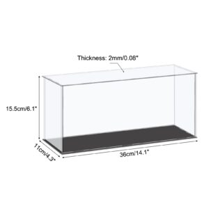 MECCANIXITY Acrylic Display Case Plastic Box Cube Storage Box Clear Small Assemble Dustproof Showcase 14.1x4.3x6.1 Inch for Collectibles Items