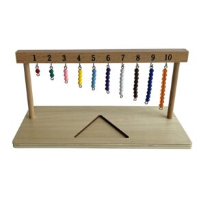 Kghios Montessori Math Toys Materials for Toddlers 1-20 Beaded Hanger Color Bead Stairs with Beads Montessori Mathematics Eductional Materials Learning Tools Preschool Toys