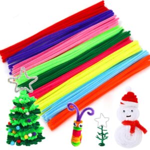 1200 Pcs Christmas Pipe Cleaners Craft Set, BetterJonny 10 Colors 200 Pcs Chenille Stems Pipe Cleaners, 200 Pcs Pom Poms & 800 Pcs Googly Eyes for Schools or kindergartens DIY Crafting Supplies