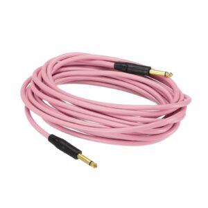 MECCANIXITY Guitar Instrument Cable 19.69 Feet 1/4 Inch to 1/4 Inch TRS Straight to Straight Angle Electric Bass Cable Cord for Guitar Bass Pink