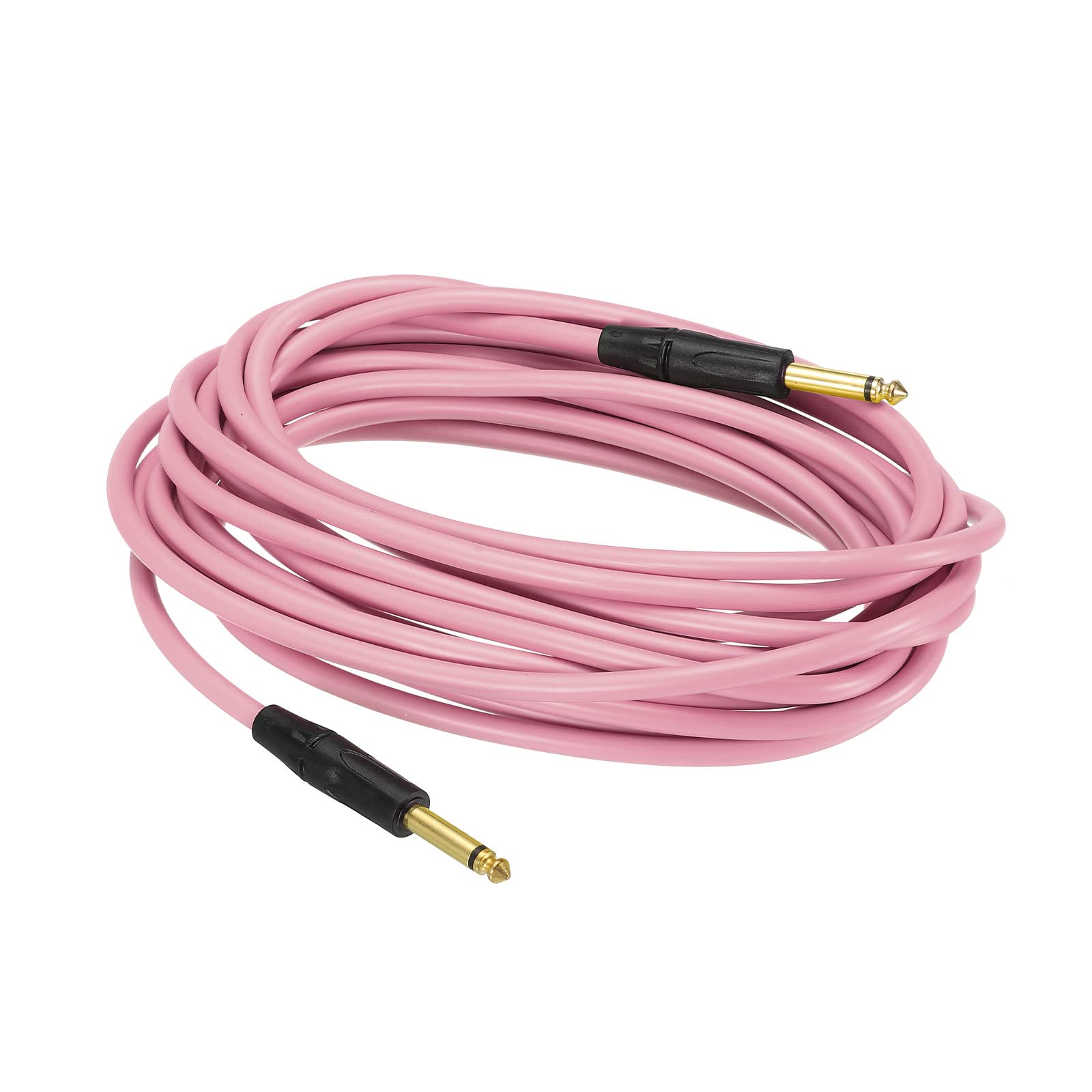 MECCANIXITY Guitar Instrument Cable 19.69 Feet 1/4 Inch to 1/4 Inch TRS Straight to Straight Angle Electric Bass Cable Cord for Guitar Bass Pink