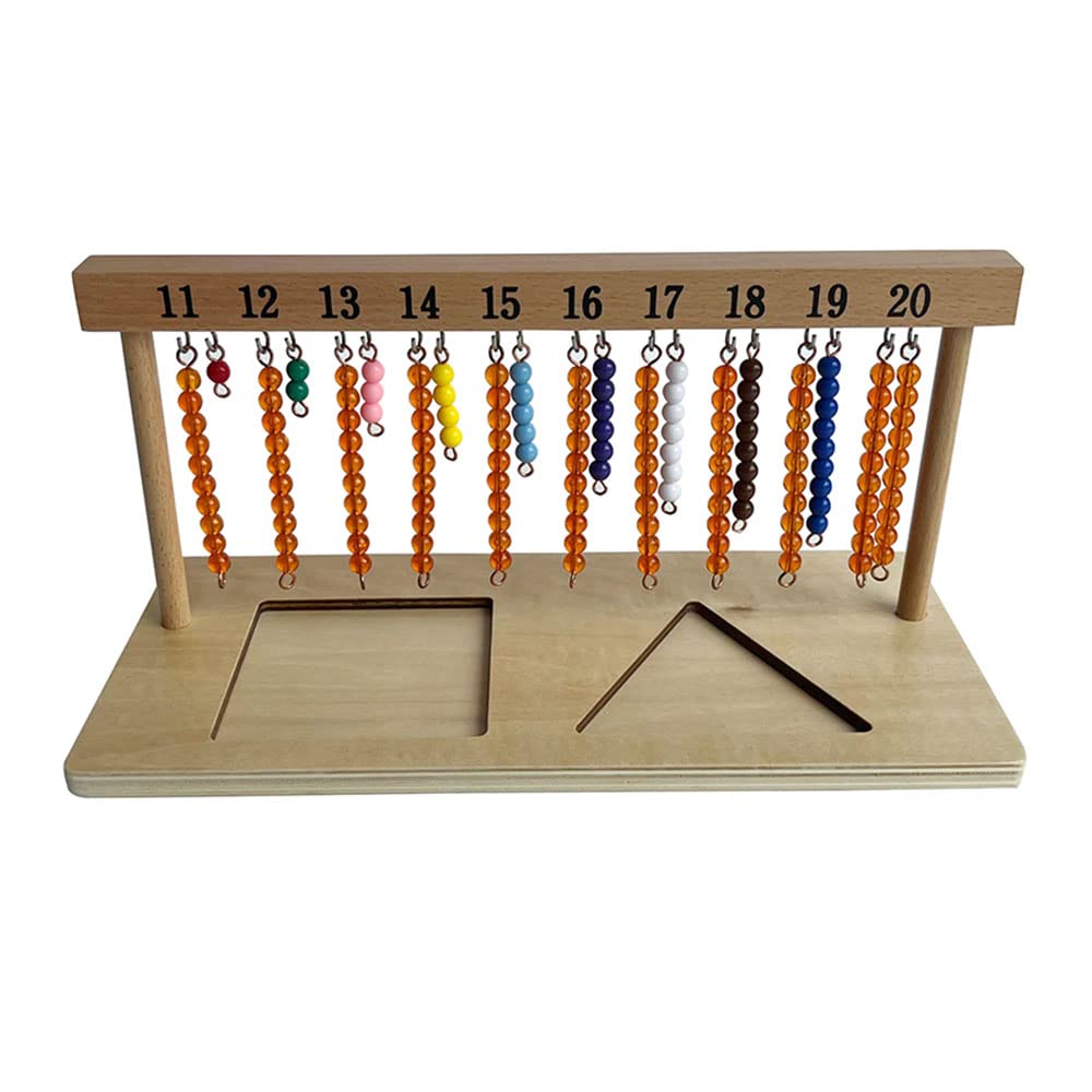 Kghios Montessori Math Toys Materials for Toddlers 1-20 Beaded Hanger Color Bead Stairs with Beads Montessori Mathematics Eductional Materials Learning Tools Preschool Toys