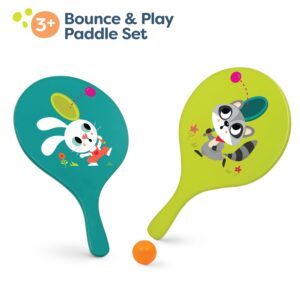 B. toys- Bounce & Play Paddle Set- Sports & Outdoor- Paddle Ball Game – 2 Colorful Paddles & 1 Ball – Active Play for Kids, Toddlers- 3 Years +