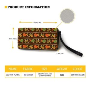 WHOSGNIHT Mushroom Snail Womens Purse Wristlet Wallet Floral Zipper Clutch Leather Card Case Handbag Phone Bag