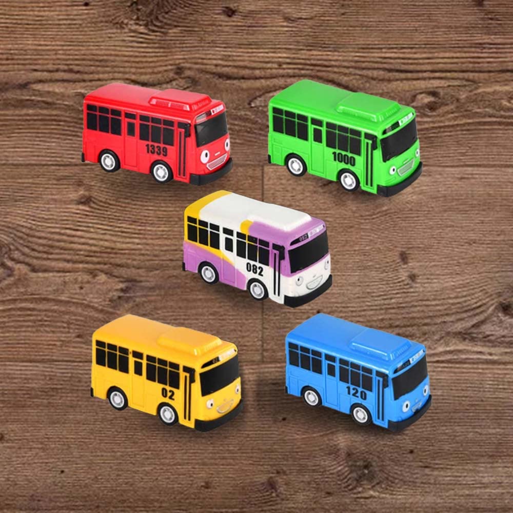 ZOTIN 5Pcs Little Bus Tayo Toy, Pull Back Mini Bus Toy Set, Cartoon Colors Cars Model, Gift for Friend and Children