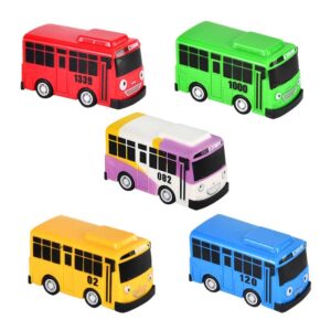 zotin 5pcs little bus tayo toy, pull back mini bus toy set, cartoon colors cars model, gift for friend and children