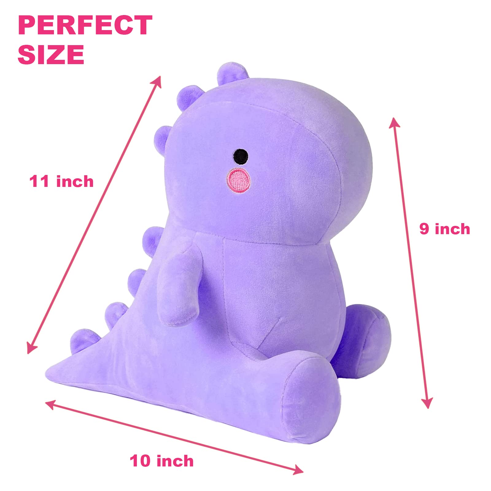 Ditucu Cute Dinosaur Stuffed Animals Toys Plush Dolls Soft Dino Plushie Birthday Gifts for Kids Girls Boys Purple 10 inch