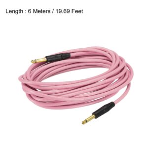 MECCANIXITY Guitar Instrument Cable 19.69 Feet 1/4 Inch to 1/4 Inch TRS Straight to Straight Angle Electric Bass Cable Cord for Guitar Bass Pink