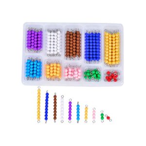 Kghios Montessori Math Toys Material for Toddlers 10 Sets of Colord Bead Chains 1-10 for Early Preschool Learning Toy,1-10 Numeral Cognition Toy