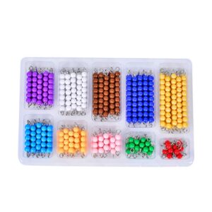 Kghios Montessori Math Toys Material for Toddlers 10 Sets of Colord Bead Chains 1-10 for Early Preschool Learning Toy,1-10 Numeral Cognition Toy