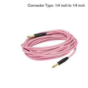 MECCANIXITY Guitar Instrument Cable 19.69 Feet 1/4 Inch to 1/4 Inch TRS Straight to Straight Angle Electric Bass Cable Cord for Guitar Bass Pink