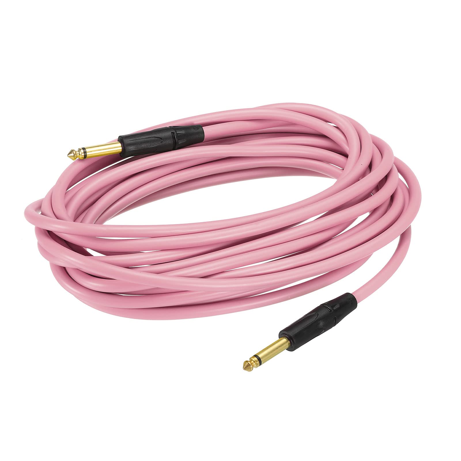 MECCANIXITY Guitar Instrument Cable 19.69 Feet 1/4 Inch to 1/4 Inch TRS Straight to Straight Angle Electric Bass Cable Cord for Guitar Bass Pink