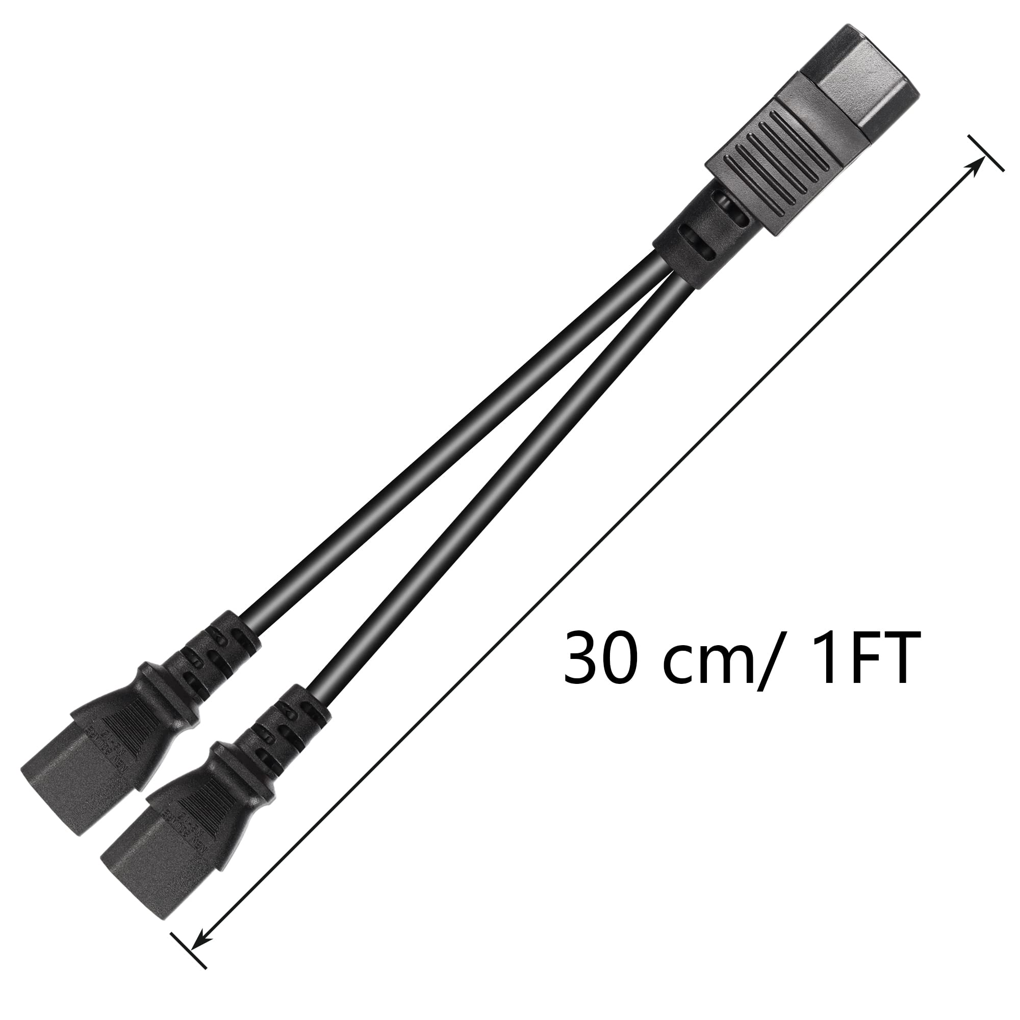 CERRXIAN 1FT IEC 320 C14 to Dual C13 Power Cable,C14 Male to 2X C13 Female Y Splitter AC Conversion Cable,Suitable for Computer,Projector, Scanner,Printer,Etc(c14-c13/c13)