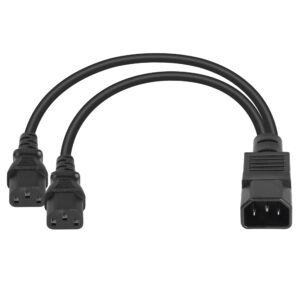 CERRXIAN 1FT IEC 320 C14 to Dual C13 Power Cable,C14 Male to 2X C13 Female Y Splitter AC Conversion Cable,Suitable for Computer,Projector, Scanner,Printer,Etc(c14-c13/c13)