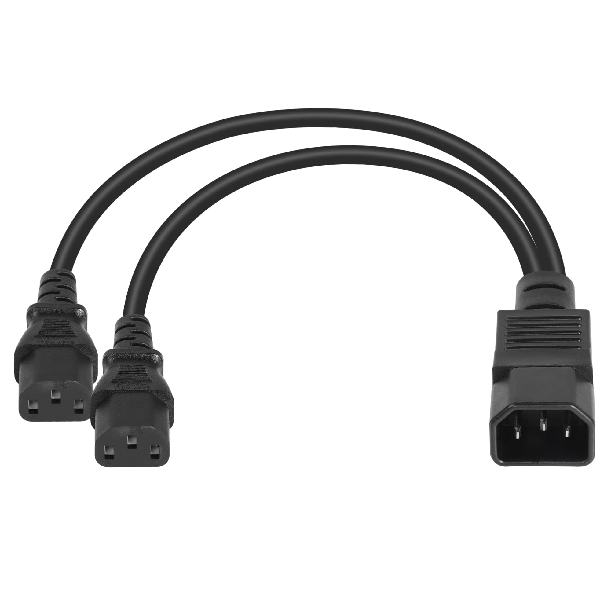 CERRXIAN 1FT IEC 320 C14 to Dual C13 Power Cable,C14 Male to 2X C13 Female Y Splitter AC Conversion Cable,Suitable for Computer,Projector, Scanner,Printer,Etc(c14-c13/c13)