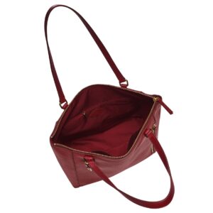 Fossil Women's Tara Leather Shopper Tote Purse Handbag, Red Velvet (Model: ZB1475627)