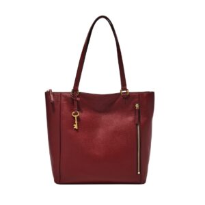 fossil women's tara leather shopper tote purse handbag, red velvet (model: zb1475627)