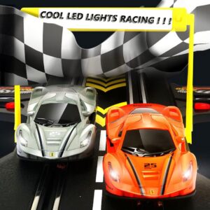 Powered Slot Car Rc Race Track Set, 14.8m Electric Racing Set with 4 Cars Super Loop Speedway Racetrack for Boy Kids Age 6 and Up Puzzle Toy Adults Decompression Gift…