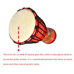 SIPSOCE Djembe Drum 8'' Hand Drum Musical Instrument African Drumk, Bongo (Red)