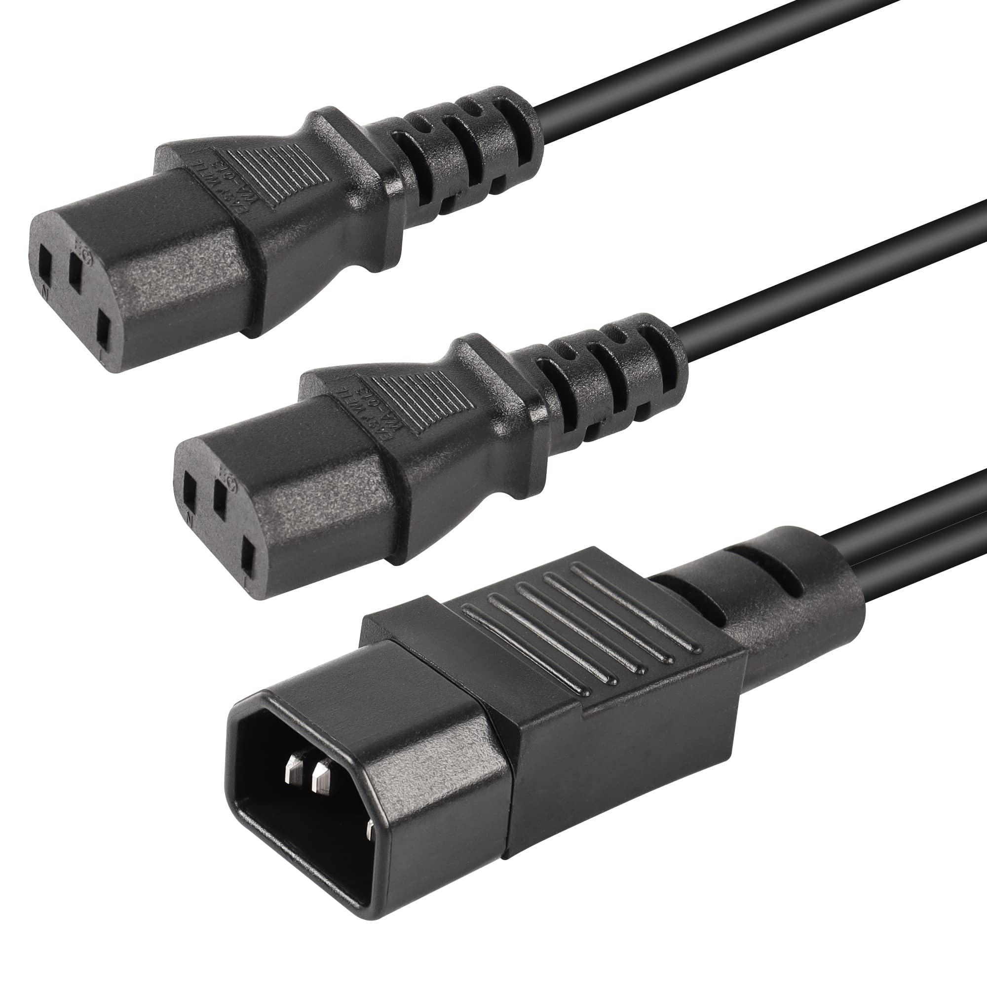 CERRXIAN 1FT IEC 320 C14 to Dual C13 Power Cable,C14 Male to 2X C13 Female Y Splitter AC Conversion Cable,Suitable for Computer,Projector, Scanner,Printer,Etc(c14-c13/c13)