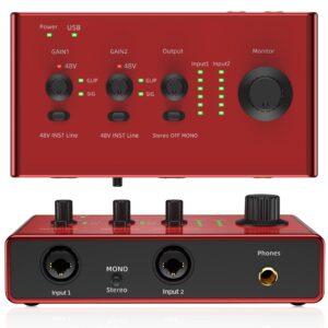 usb audio interface with 1x xlr/trs 1x 1/4" 2x rca usb (au13)