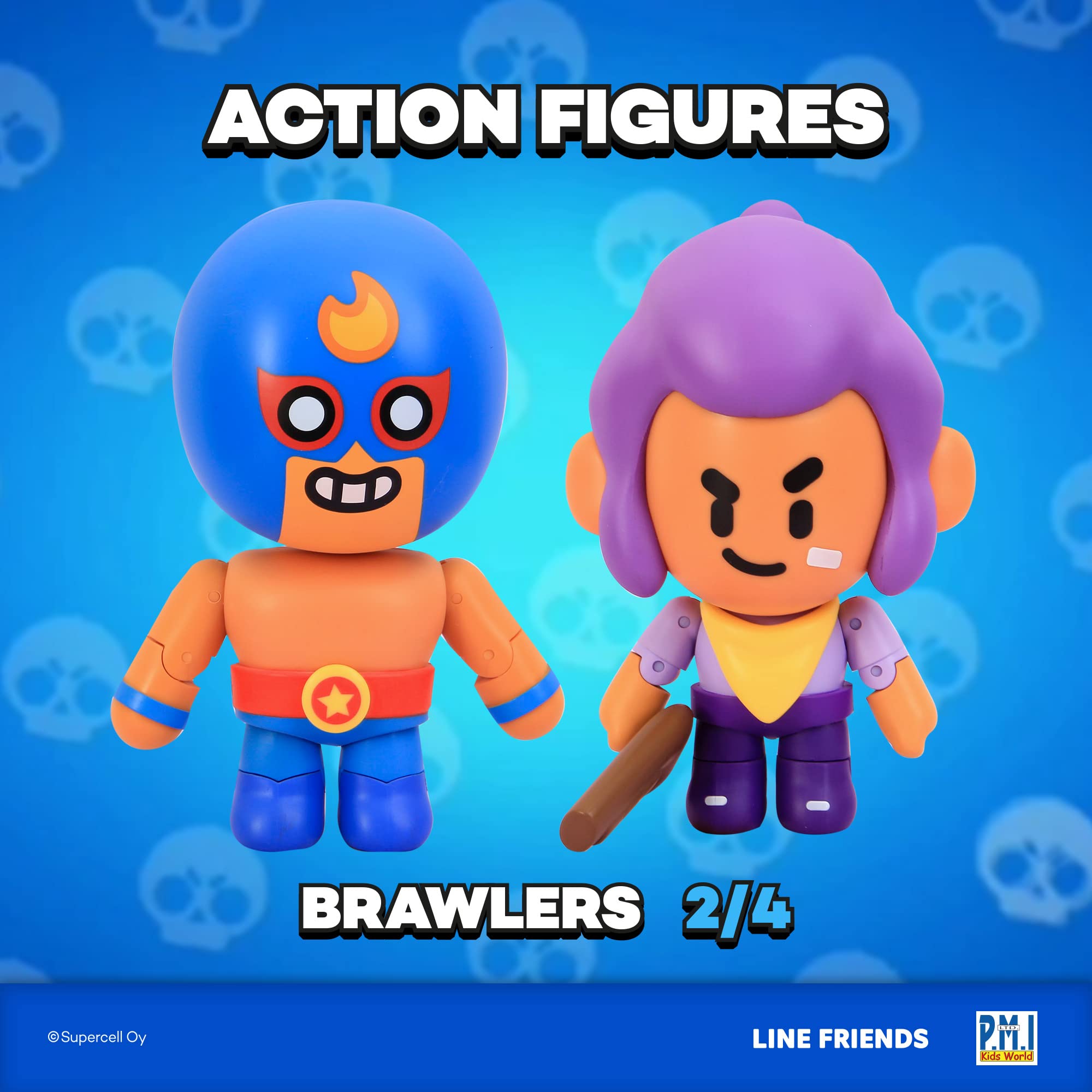 P.M.I. Brawl Stars Action Figures | Two of Four 6.5-Inch-Tall Collectibles | Brawl Stars Toys, Gift for Video Gamer | Poco and Bo | Officially Licensed Toy Figure – Articulated Figures