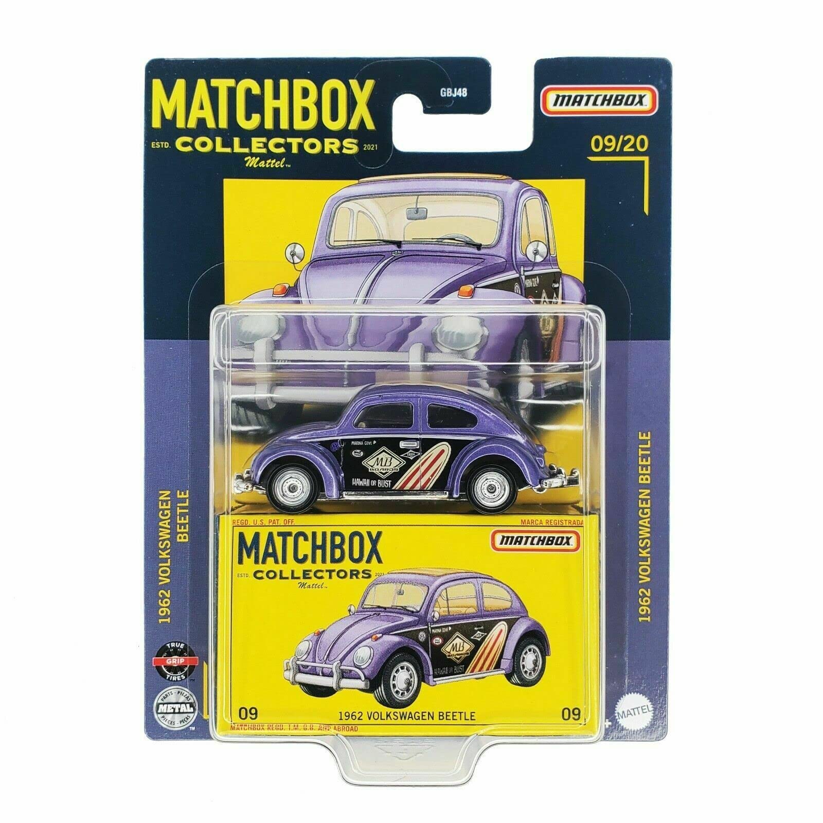 Matchbox Collectors 09/20 1962 Volkswagens Beetle (Purple) 1:64 Scale