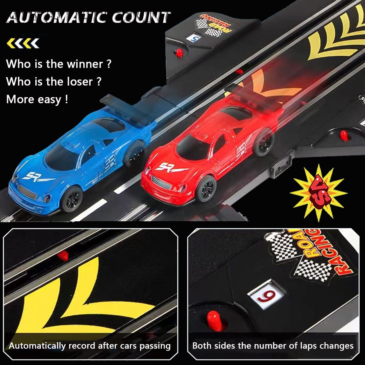 Powered Slot Car Rc Race Track Set, 14.8m Electric Racing Set with 4 Cars Super Loop Speedway Racetrack for Boy Kids Age 6 and Up Puzzle Toy Adults Decompression Gift…