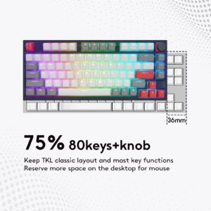 SKYLOONG GK75 Compact Programmable Gaming Keyboard,TKL 75% Layout,RGB Wired Hot Swappable Mechanical Keyboard,with Knob,Double Shot PBT Keycaps,Compatible Windows/MAC