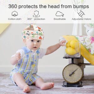 Baby Fall Protector, Baby Safety Helmet for Crawling and Walking, Baby Head Guard for Boys and Girls (Fit for 6 to 20 Months) - Red Dinasor