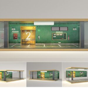 Display Case for 1/32 or 1/36 Diecast Cars, Acrylic Display Case for Toy Motorcyle with LED Lighting, 4P Green Wall