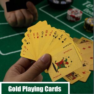 VOVCIG Mini Playing Cards, 2 Deck Cool Gold Poker Cards Miniature Card Set Waterproof Foil Poker Cards Game Poker Traveling Decks Cards for Teens Adults(Gold)