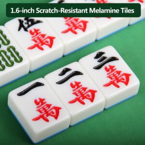 YINIUREN Large Chinese Mahjong Set 1.6-inch Mahjong Tiles Melamine Mahjong Set