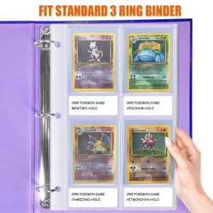 4 Pocket Top Loader Sleeves, Trading Card Binder Pages, Baseball Card Storage Sleeves for 3 Ring Binder-50 Pages