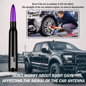 American Flag Car Bullet Antenna,Truck Exterior Decoration Accessories[New Upgrade Flag Design] AM/FM Radio Signal for Car SUV Truck Most Auto Cars Antenna Accessories(Purple)