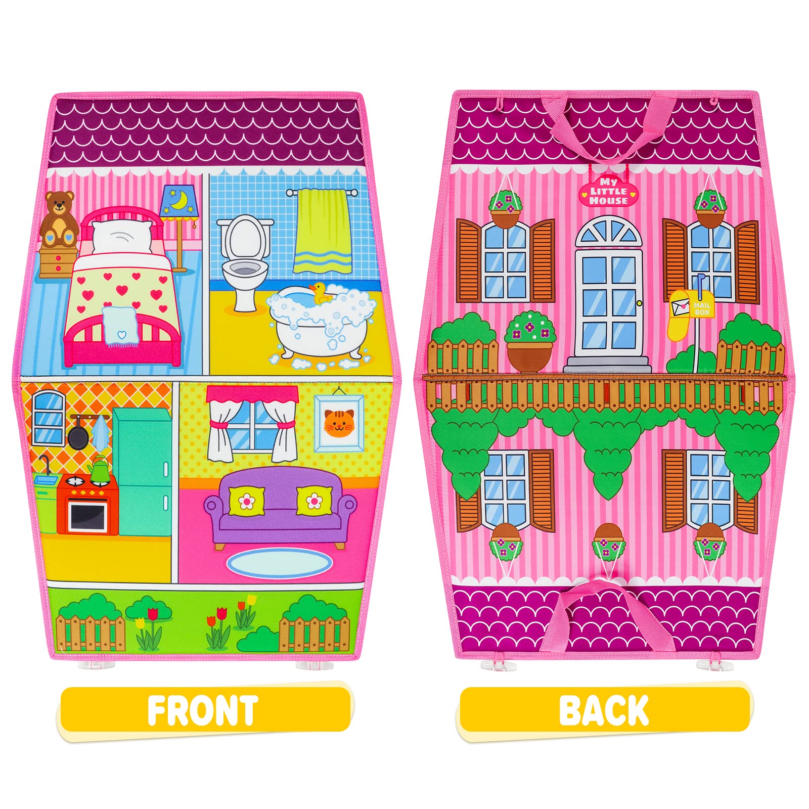 OKOOKO Dress Up House Felt Board 35PCS Double-Sided Foldable Dress Up Teaching Girls Toy Preschool Crafts Storytelling Early Learning Interactive Play Kit for Toddlers Kids