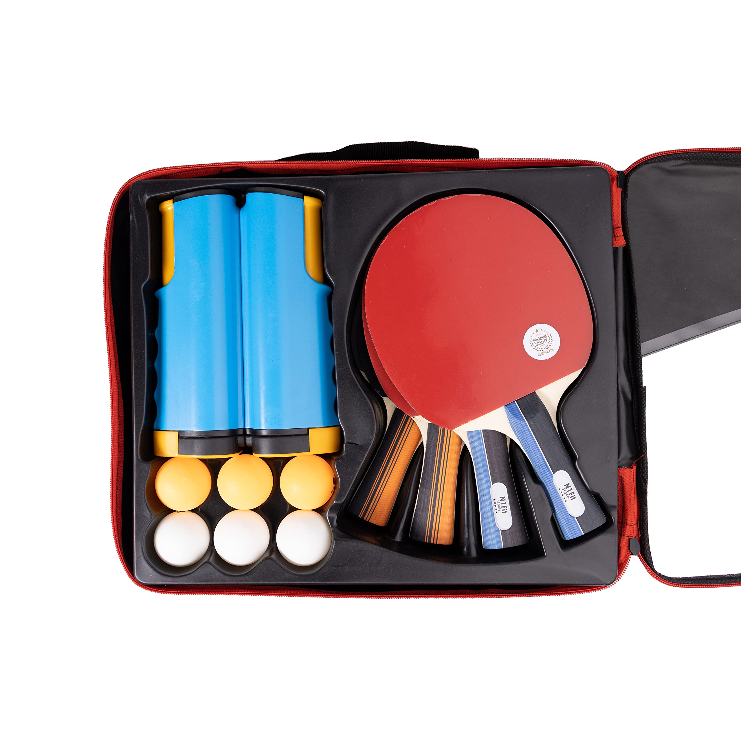 Game Point Portable Ping Pong Paddle Set – Indoor and Outdoor Table Tennis Game Set with Retractable Net, 4 Paddles, 6 Balls, and Carrying Case