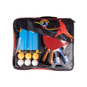 game point portable ping pong paddle set – indoor and outdoor table tennis game set with retractable net, 4 paddles, 6 balls, and carrying case